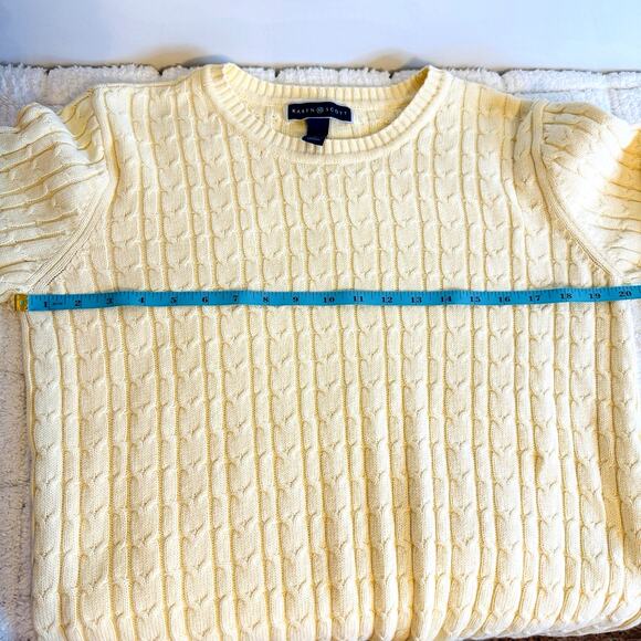 Karen Scott Womens Large Off-White Cable Knit Sweater Preppy Old Money Classic - Picture 7 of 11